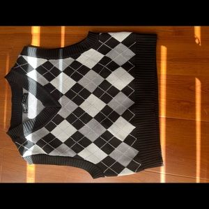 black and white diamond sweater vest
